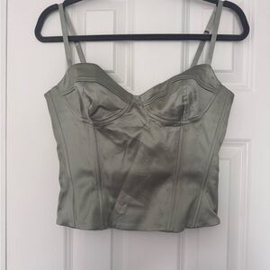 Aritzia Satin Bustier Top in Sage Green
